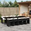 Vidaxl 11-Cz. Garden Furniture Set, With Cushions, Black PE Rattan