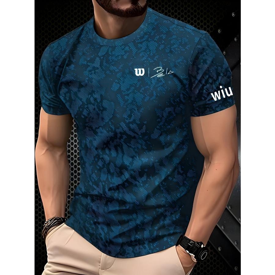 Summer new casual men's short-sleeved top digital 3D printing versatile crew neck European size t-shirt