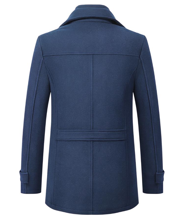 Men's Double Collar Woolen Coat for Autumn and Winter