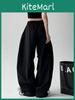 Spring American Letter Embroidered Cargo Pants With Wrinkle Effect For Teenagers