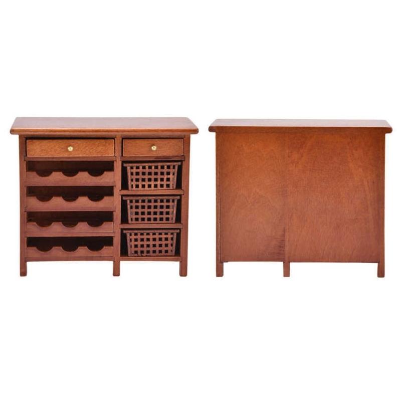Doll House Wine Display Cabinet With Intricated Detail For 1/12 Scale Miniature Furniture Dinning Room Scene Arrangement