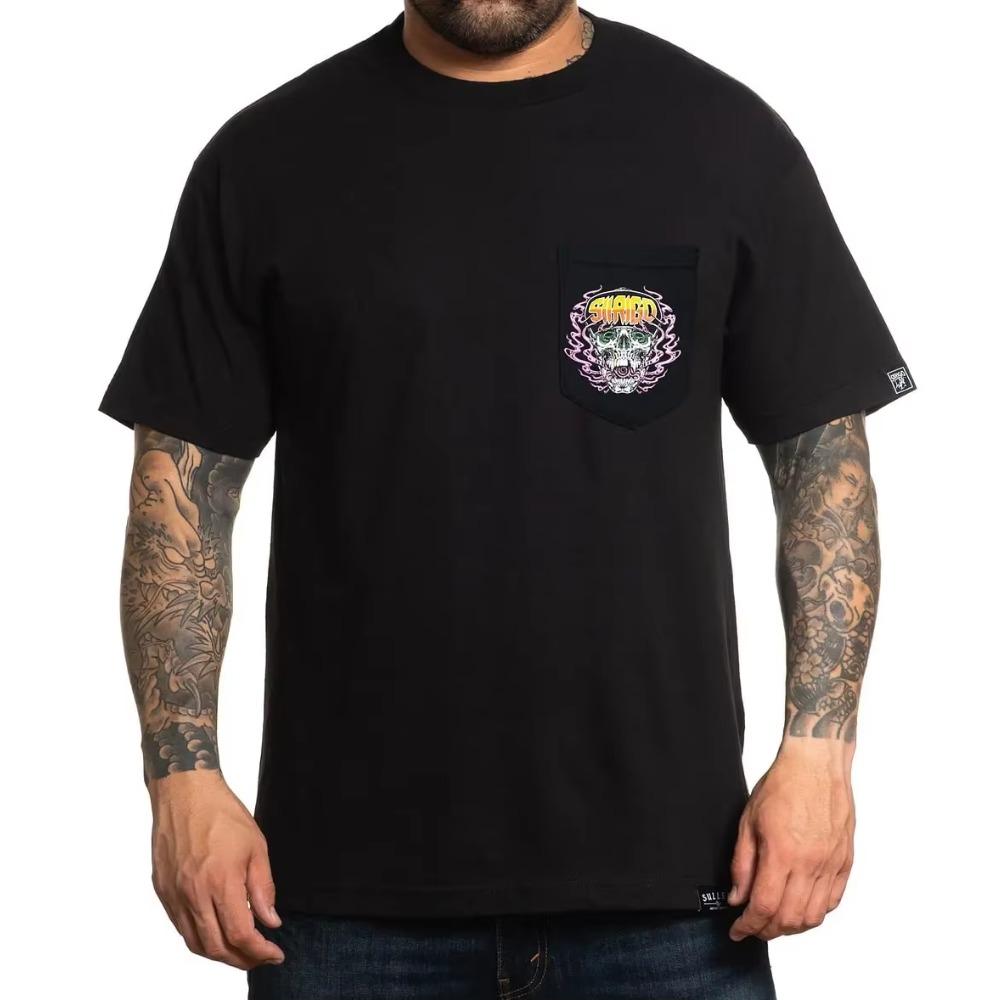 

2024 Men s Clothing Soft Shirts Top Quick Dry T-shirts Summer Weird Pattern Printed Short Sleeve Cool T Shirt Simple Streetwear XXXXXL чёрный