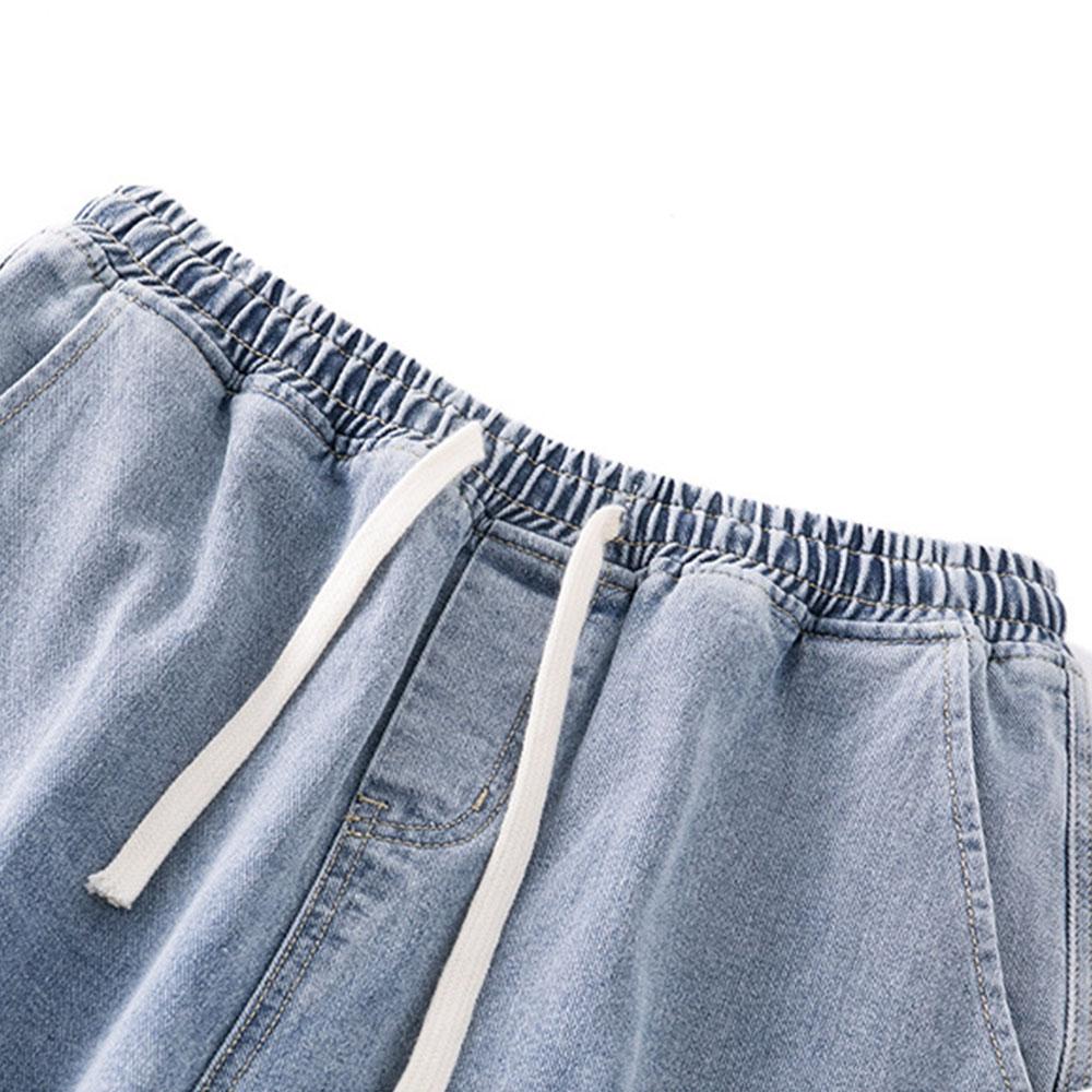 Thin / Thick  Casual Men's Plus Velvet 78% Cotton Drawstring Denim Jeans Baggy Wide Leg Pants Straight Trousers Sweatpants For Men Hip Hop