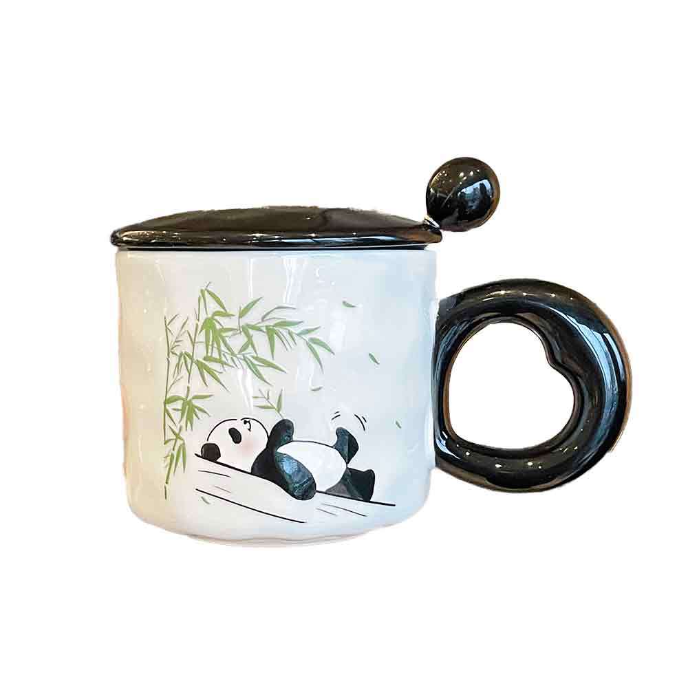 Becher mit Deckel Löffel Neuer Stil Damen Panda Tasse Souvenir Keramik Wasserbecher Kaffeetasse