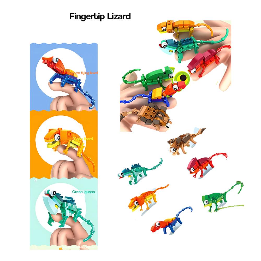 Insect Building Block Assembly Toy Deformed Fingertip Dragon Lizard Dinosaur Mechanical Punk Educational Puzzle Animal Model CH