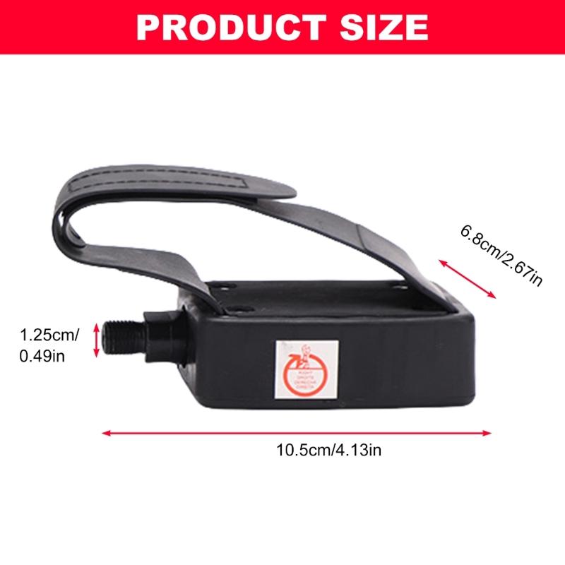 Plastic Exercise Bike Pedals with Quick Locks Mechanism Nonslip Adjustable Strap for Indoor Outdoor Fitness Equipment