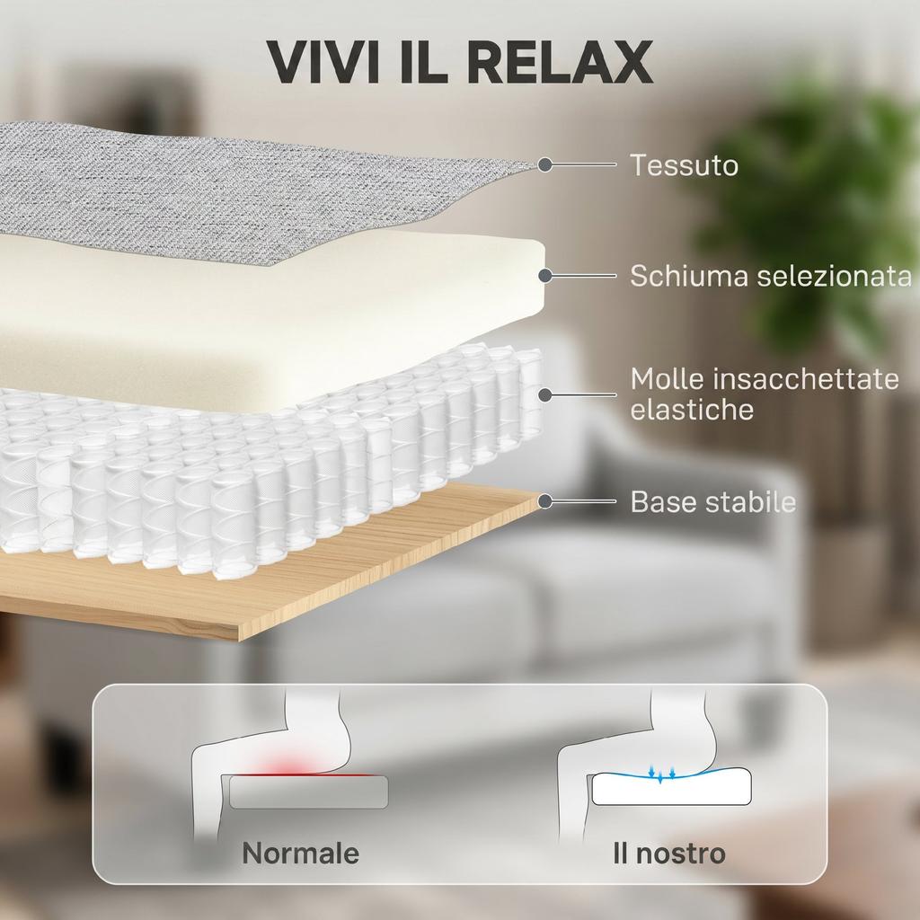 2-Seater Sofa Modern and Space-Saving In Linen-Effect Fabric, 136x77x86 Cm, Light Grey