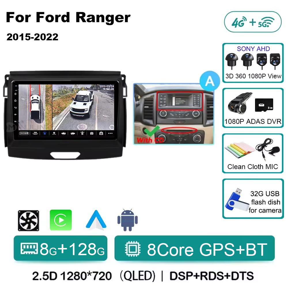 Android 14 Car Radio Stereo Screen For Ford Ranger 2015 2016 2017 2018 2019-2022 Qualcomm Multimedia Carplay Autoradio Head unit