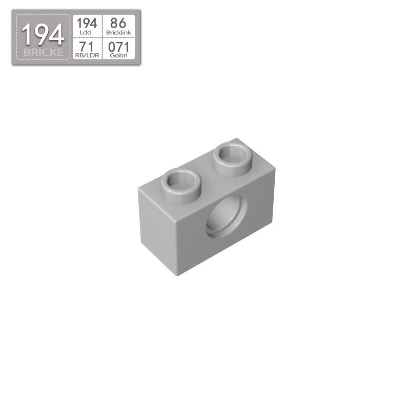 BRICKE 1x2 Brick with Hole - Compatible with Lego, MOC Loose Parts, Small Particle Building Blocks