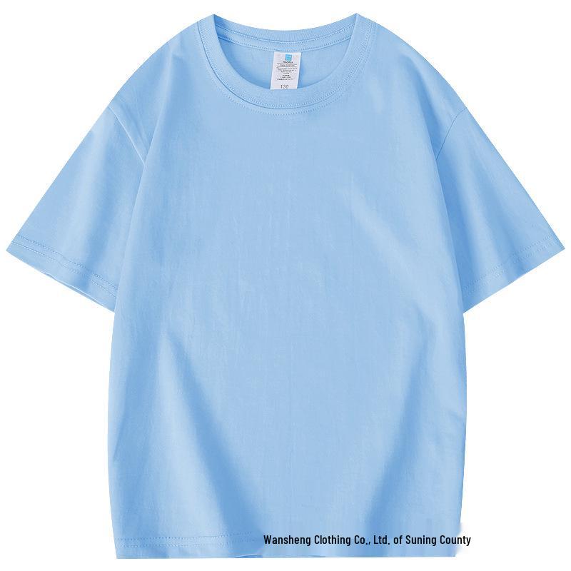 

Custom Kids Short Sleeve Cotton T-shirt for Kindergarten Uniform with Round Neck - Parent-Child Matching Tee 100 cm світло-синій колір