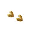 Stars Have The Same Texture Rock Sand Surface Brass Gold-Plated Retro Simple Love 925 Silver Needle Stud Earrings