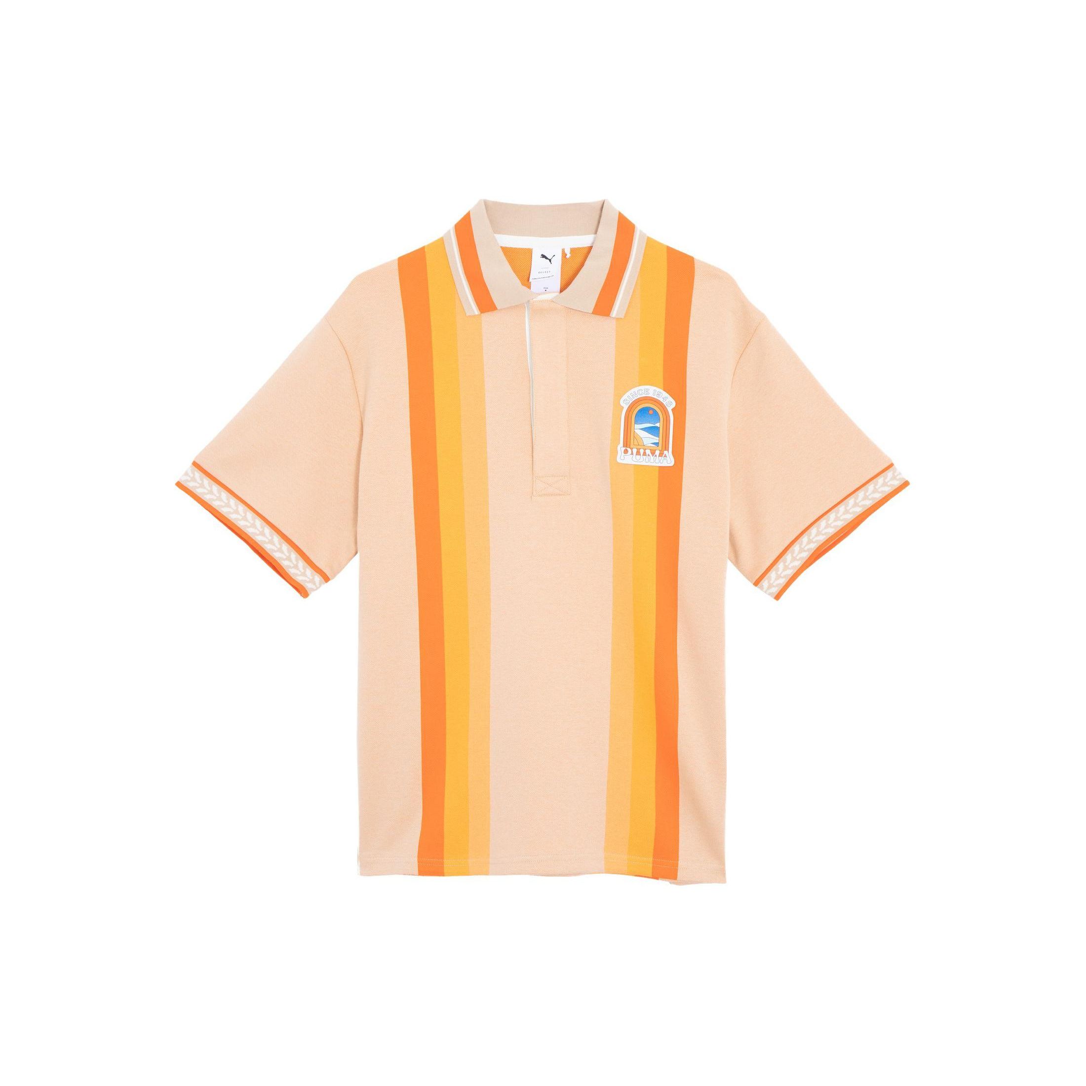 

PUMA Unisex Vertical Stripe Polo Shirt Beige/Orange 628233-32 S