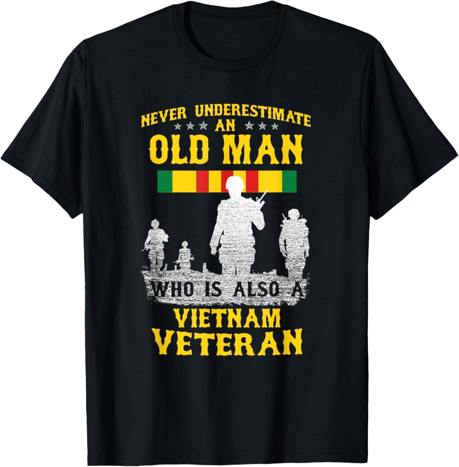 Never Underestimate an Old Man Vietnam Veteran Gift Unisex T-Shirt S разноцветный