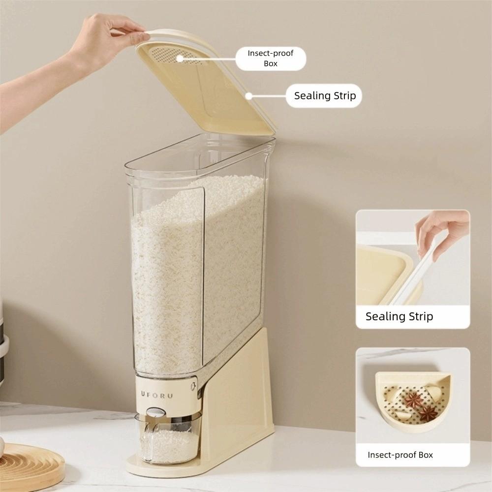 Neuer 12 cm breiter Reisspender, Presstyp, Vollständig transparenter Getreidespeicher, Versiegelt, Feuchtigkeitsdicht, Reistrommel, Getreidereisspeicher