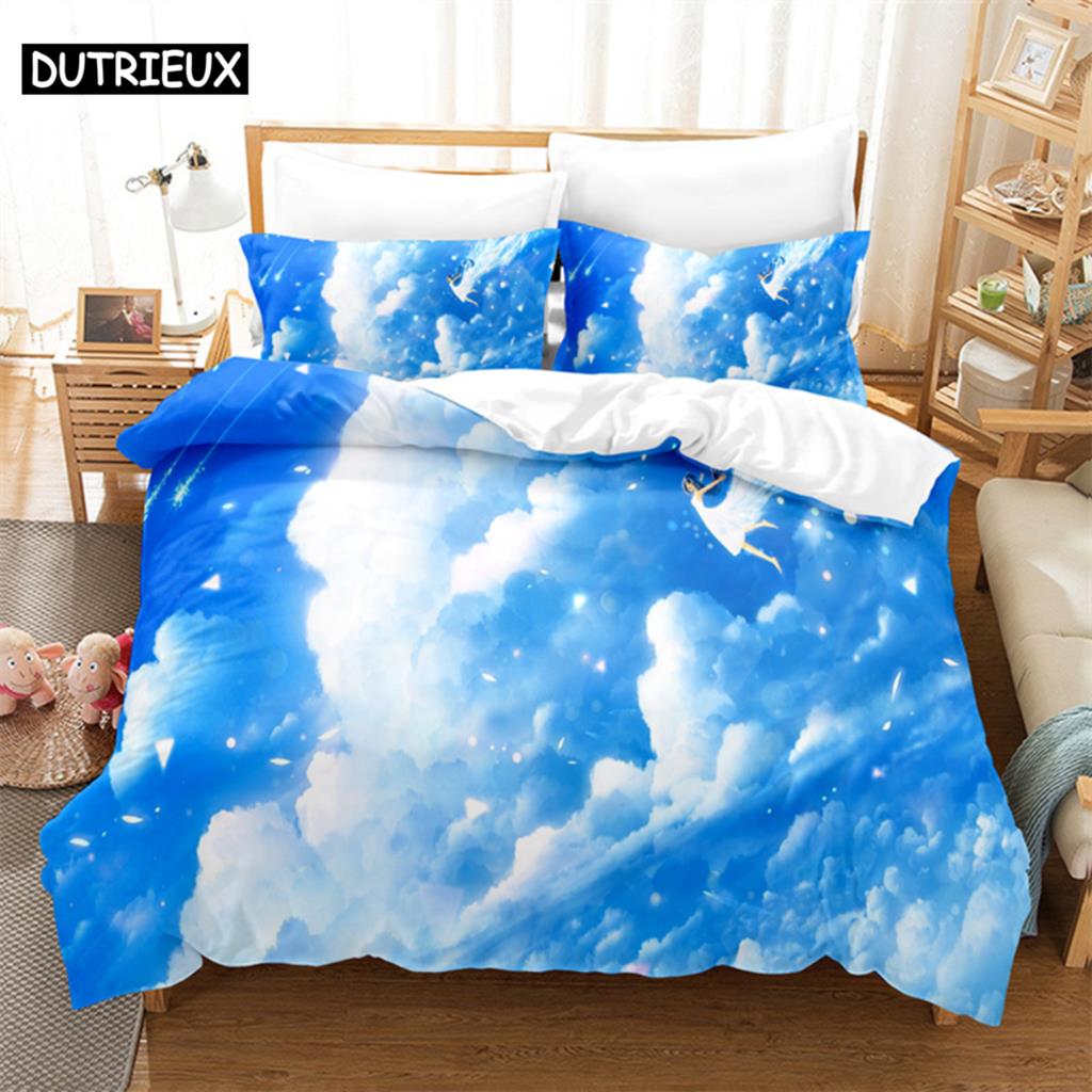 Comforter Blue Sky Scenery Queen Bedding Set Kids Bedding Digital Printing King Size Bedding Set