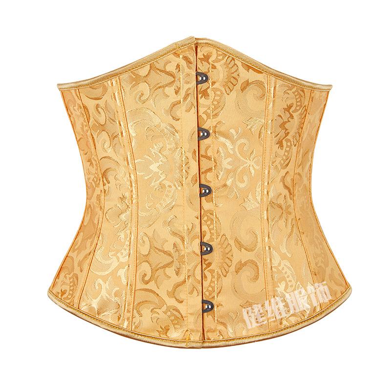 Vintage Mehrfarbiger Jacquard Mit Stäben Taillenkorsett Bauchkontrolle Formgebender Taillentrainer 5XL gold
