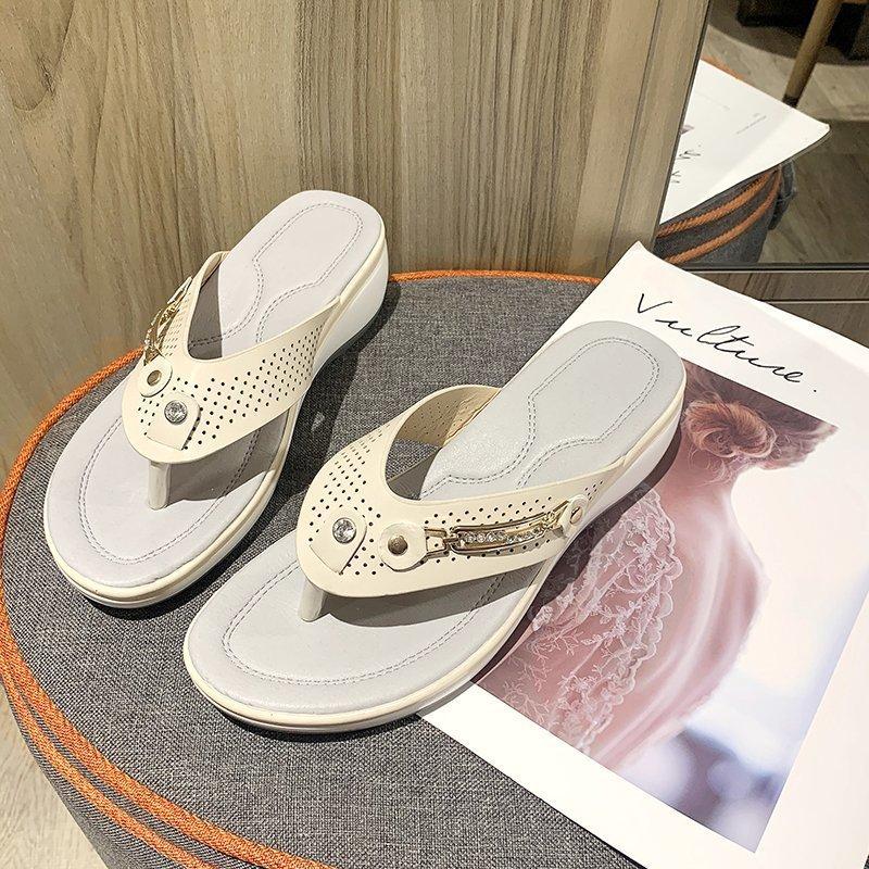 

Wish new herringbone slippers women s summer metal buckle large size slope heel casual women s sandals 43