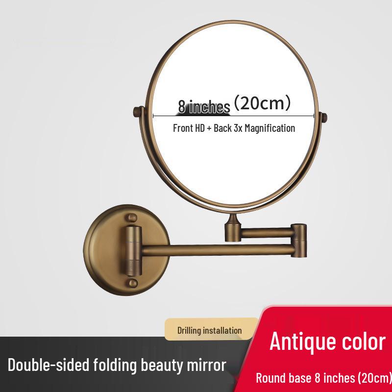 Wall-Mounted Folding Lighted Makeup Mirror for Bathroom or Dormitory