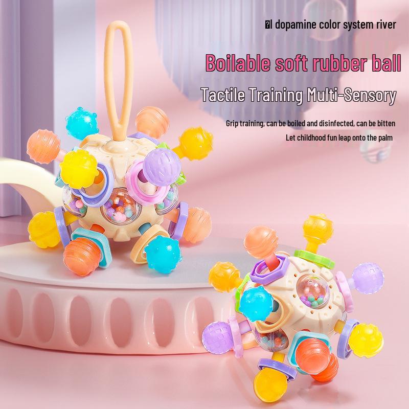 Kleinkind Lernpuzzle & Beißring Manhattan Atom Ball - Beruhigendes Greifspielzeug für Babys