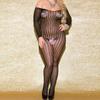 European & American Vertical Stripe Open Crotch Bodysuit - Quick Release Erotic Lingerie