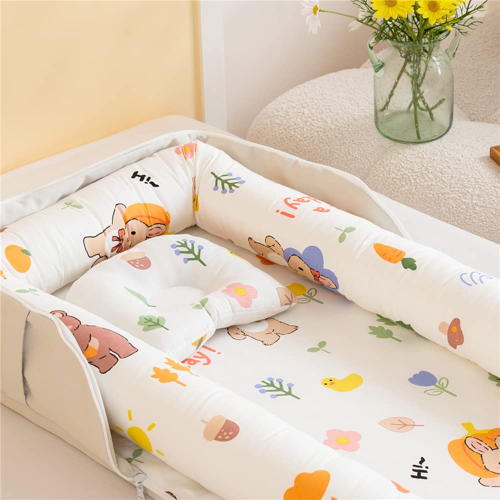 Luddy Crib Newborn Bed with Pillow Foldable Portable Crib Portable Baby Gift Breathable Washable Months Mini Bed-in-Bed Co-Sleeping 0-24 Size, 2665cm