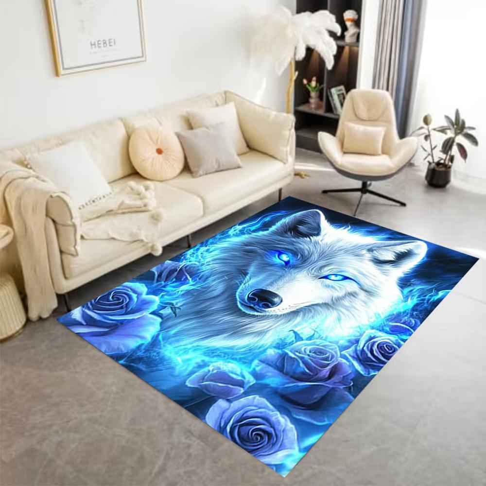1pc Home Carpet wolf and rose design for office decor bedroom gift living room