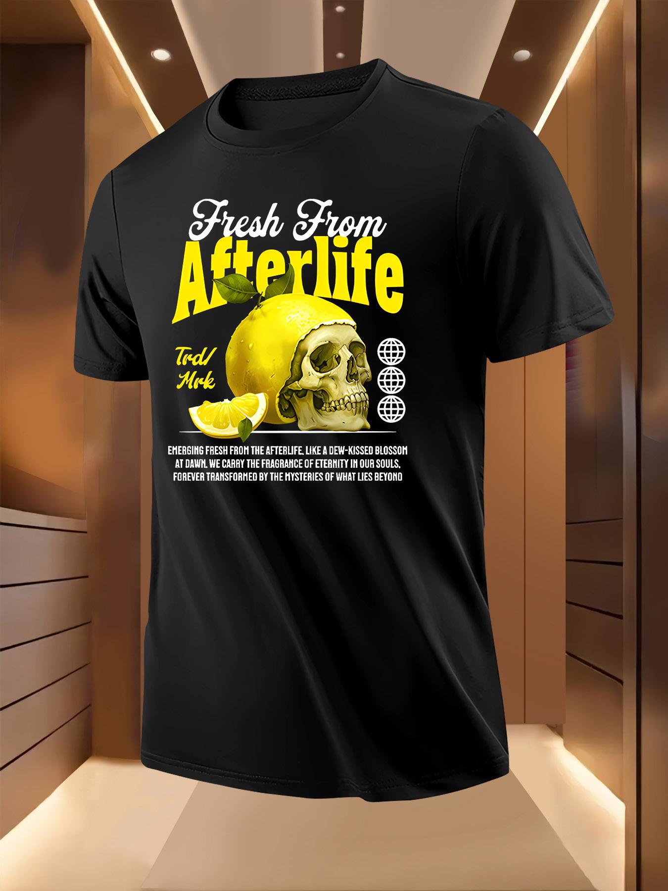 Lemon Skull Graphic Tshirt - Breathable Lightweight Polye... M