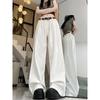 Women's High-End Coffee Straight Wide-Leg Pleated Jeans 2025 - Versatile Loose Floor-Length Pants