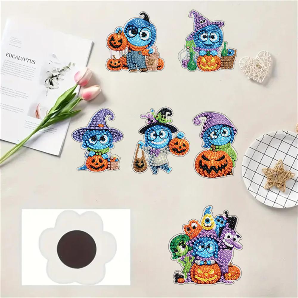 6pcs/Set Pumpkin Lantern Series Diamond Painting Magnets for Refrigerator Diamond Art Fridge Magnets for Adults Diamond Art Refrigerator Magnets Kits