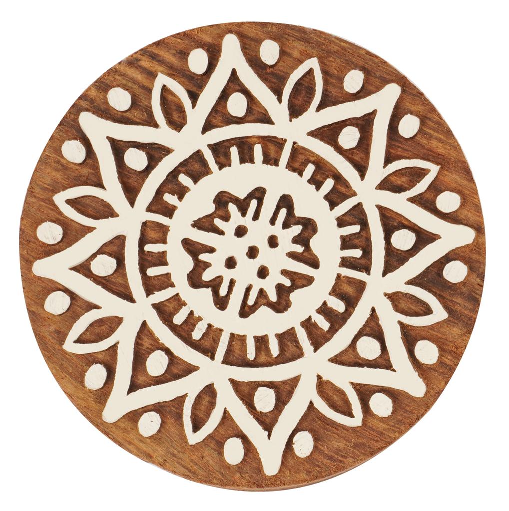 IBA Indianbeautifulart Blok do drukowania na tekstyliach Mandala ręcznie rzeźbiony drewniany stempel drewniany blok do drukowania tekstyliów do bloków ceramicznych z tkaniny- 2,5