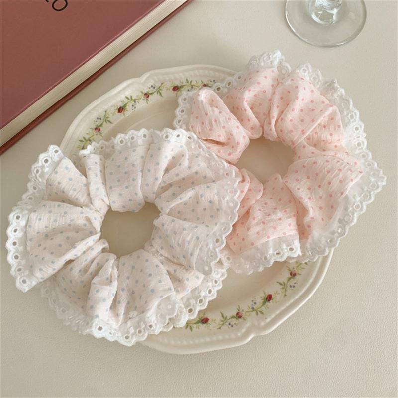 Dot Lace Hair Bands Elastic Scrunchies For Women Fashion Hair Accessories Statement Hairpiece Ponytail Holder