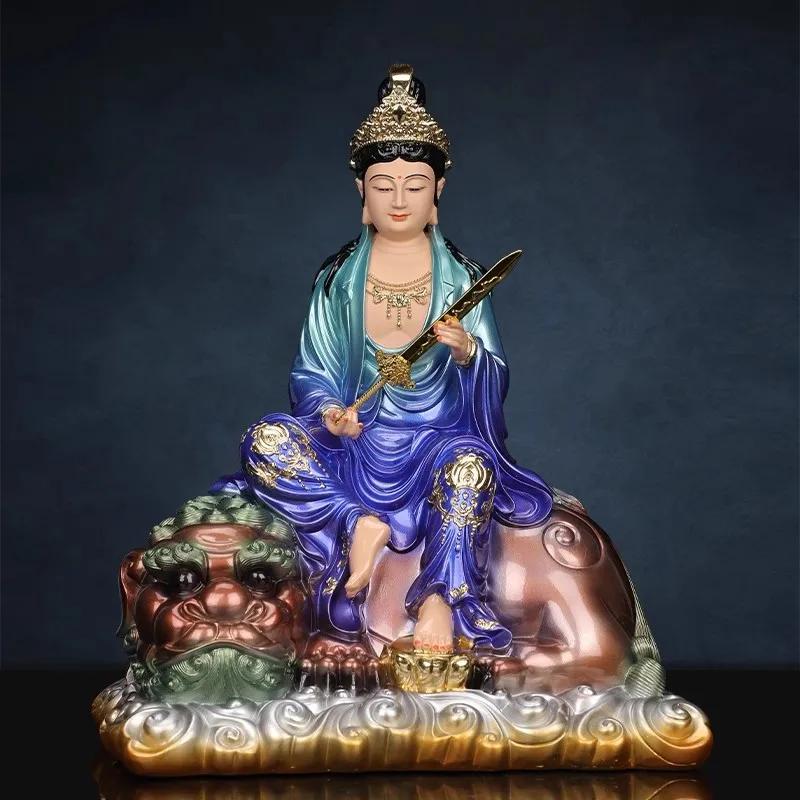 Buddha Statue of Bodhisattva Samantabha, Resin Crafts, Manjushri Bodhisattva Buddha Statue, Home Décor Statues