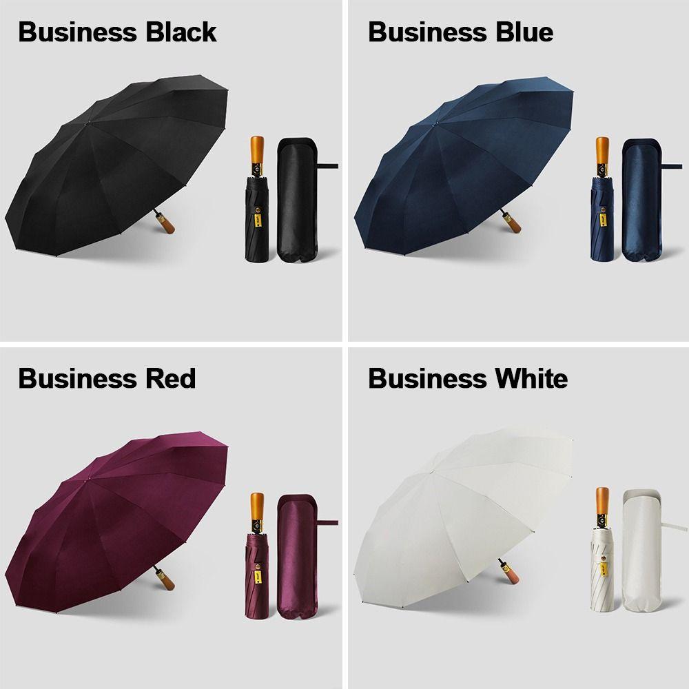 Wood Handle Folding Sun Umbrella 108 Bones Business Umbrella Automatic Umbrella  Rain and Sunshine