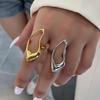 Hollow Teardrop Statement Ring for Women Girls Gold Plated Fashion Geometric Simple Adjustable Open Rings Party Holiday Jewelry