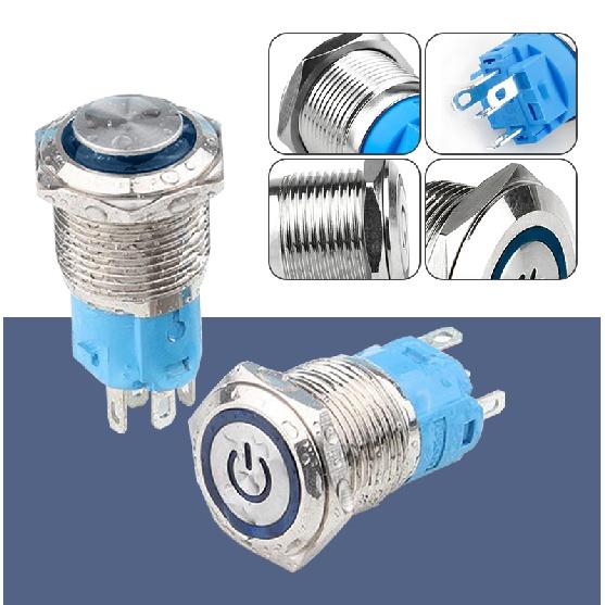 2pcs 16mm Metal Push Button Power Switch Waterproof Flame Retardant Latching w/Wire Socket LED Light On Off 3V 6V 12V 24V