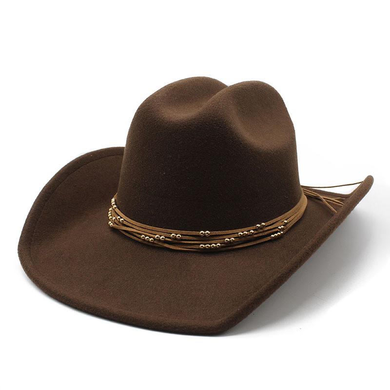 Classic Wool Felt Western Cowboy Hat With Wide Brim For Summer Outdoor Activities