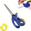 2-in-1 Scissors & Integrated Clear Tape Dispenser Cutter, Multi-Purpose Paper Roll Cutter for Gift Wrapping and Office Use