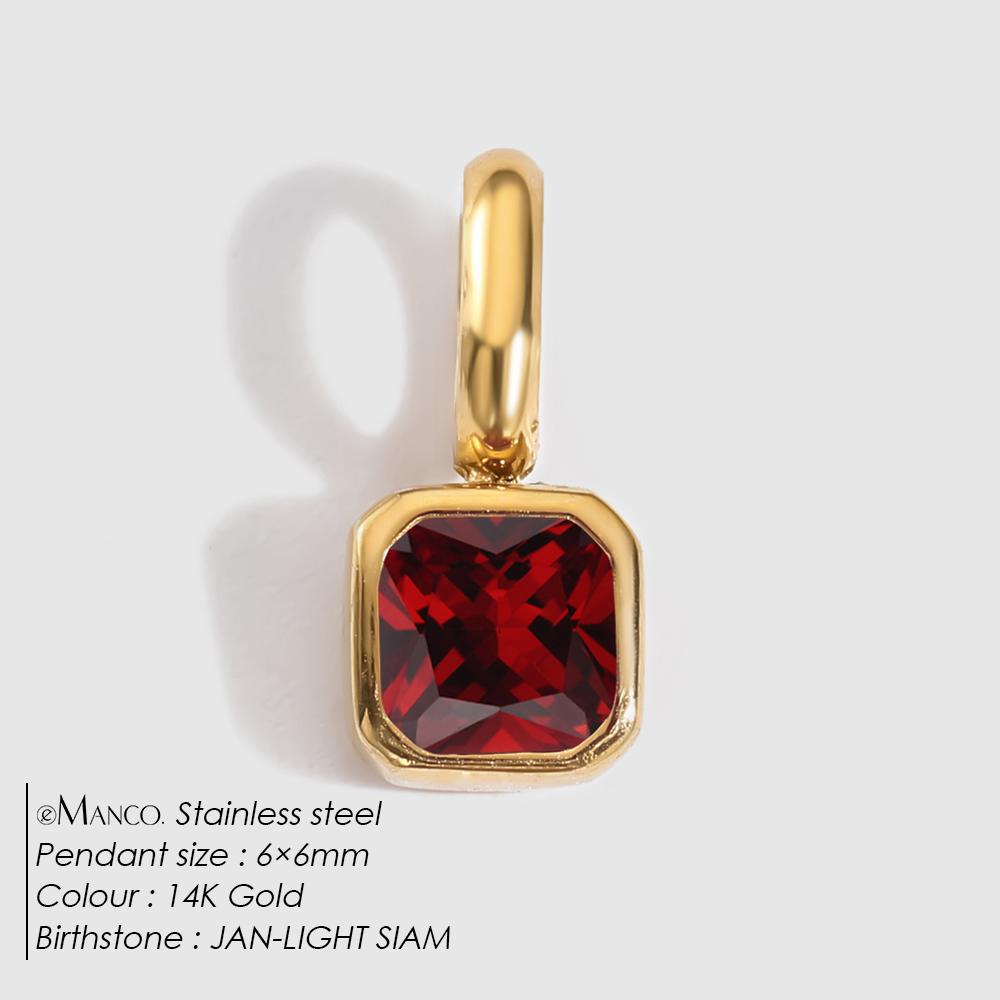 eManco Stainless Steel Classic Octagon Birthstone Charms 14K Gold Plated Pendant For DIY Jewelry Making Necklace