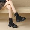Fashion Aphixta Classic Elegant Round Toe Ankle Boots Women Winter Shoes Back Zip Square Heels Women Boots Black Platform Sock Boots
