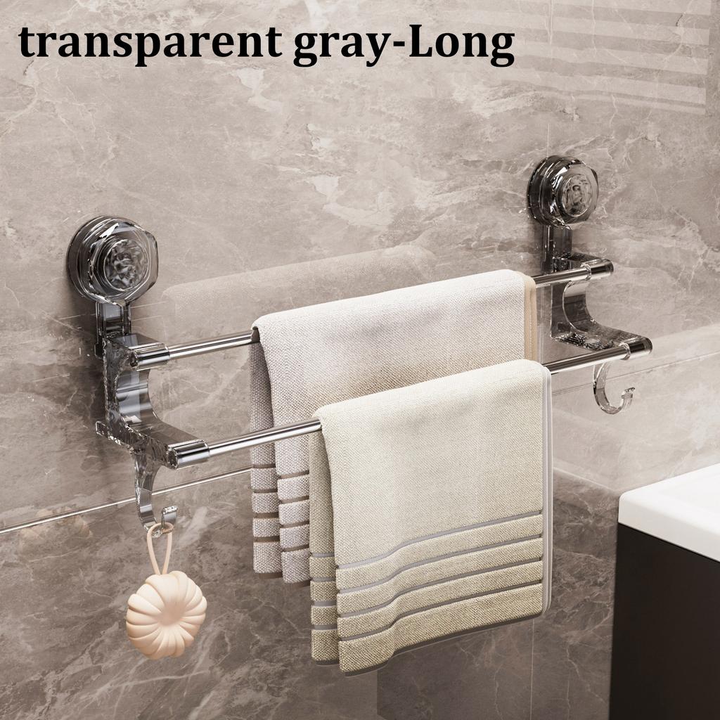 Removable Stainless Steel Suction Cup Towel Rack Bedroom Bathroom Special Punch-free Storage Rack Silver Suction Cup