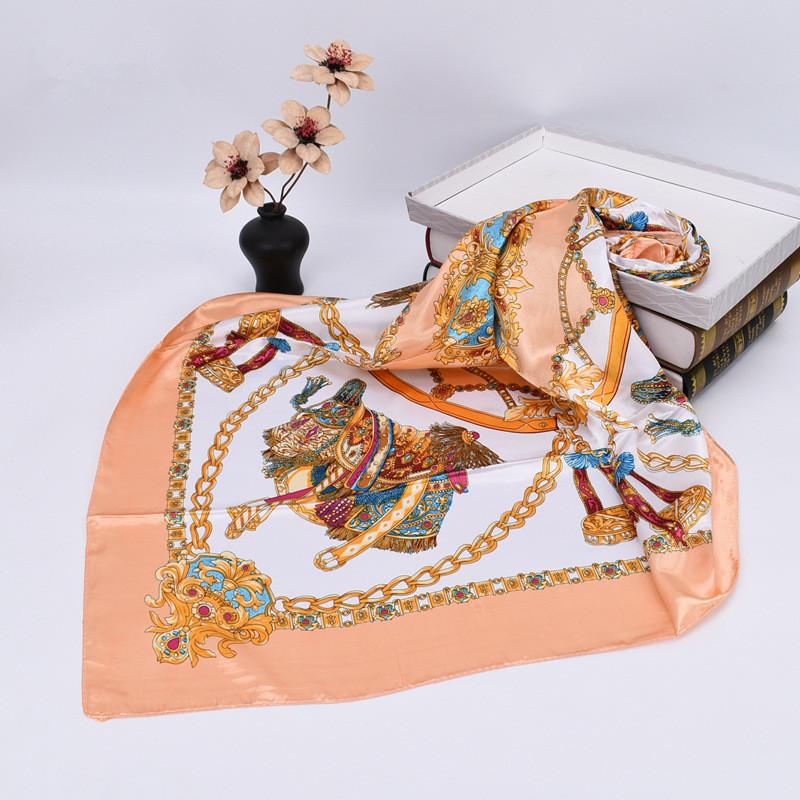 

Luxury Silk Shawl Square Scarf Women Print Headband Foulard Satin Hijab Hair Bands Neckerchief Female Head Wraps Bandana 90cm 90X90cm верблюд