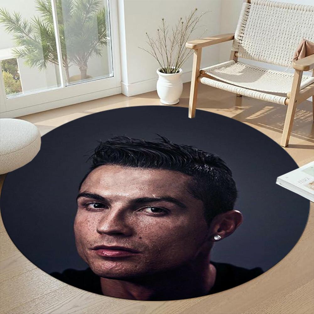Cristiano Ronaldo Round Area Rug Perfect for Outdoor Dining Room Kitchen Bedrooms Antislip Round Carpet Anime Office Decor Perfect Gift for Women Men