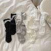 Female Spring and Summer Thin Cotton Solid Color Ballet Style Ribbon Bow Mesh Breathable Hose