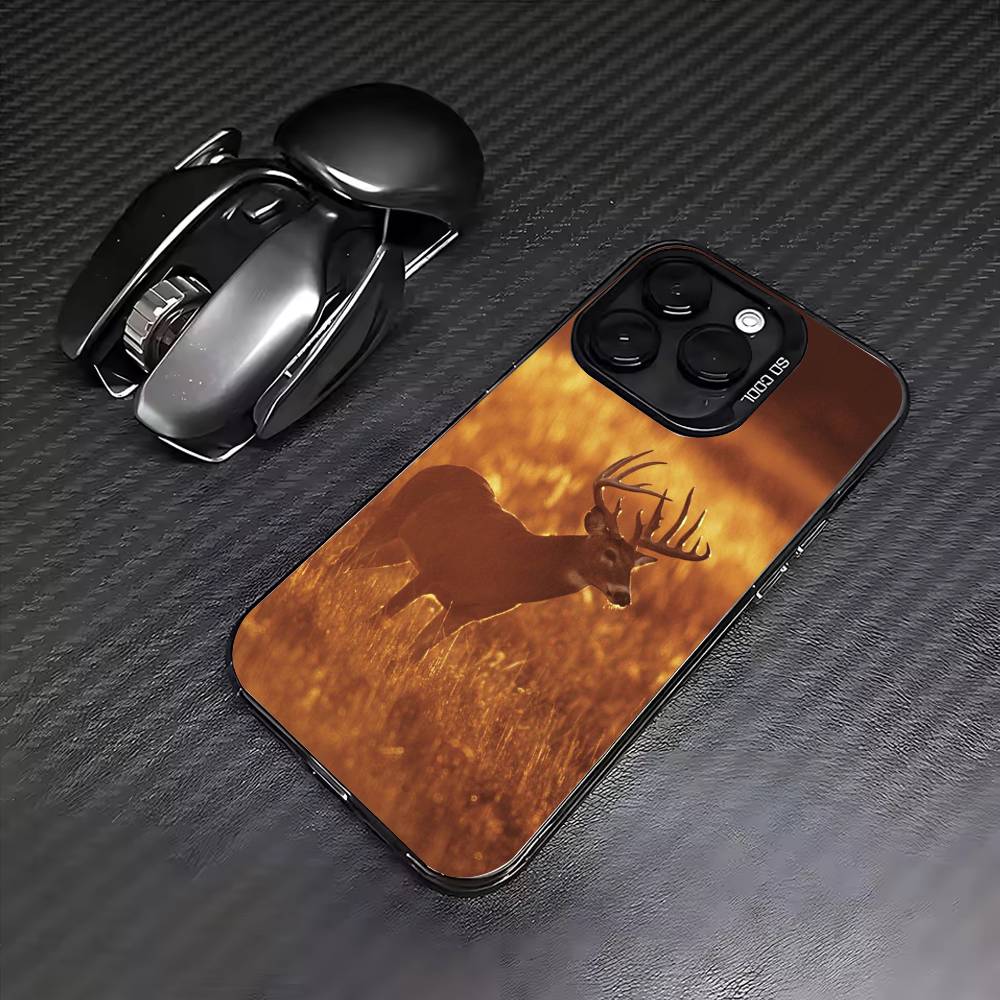 Deer Hunting Phone Case For iPhone17,16,15,14,13,12,11 Plus,Pro Max Colored Silver Plated Inside Cover