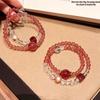 Strawberry Crystal Double-Circle Bracelet: Elegant, Good Luck Charm for Spring & Summer