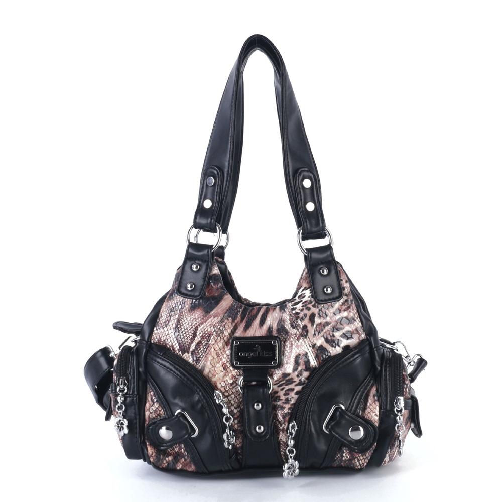 Angel Kiss Stil Retro Abgenutzte Leder Hobo Tasche, Edgy Y2K Umhängetasche Geräumige Schultertasche mit Mehreren Taschen für den Alltag