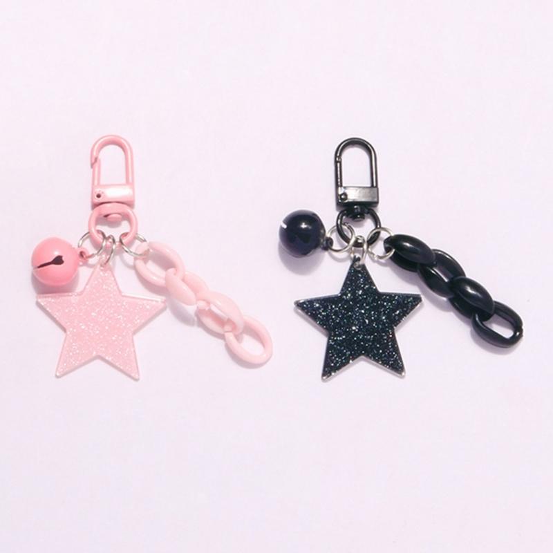 Glitzernder Stern Acryl Schlüsselanhänger Glöckchen Anhänger Schlüsselanhänger für Mädchen Rucksack Anhänger Kopfhörerhüllen Zubehör Freundschaftsgeschenke