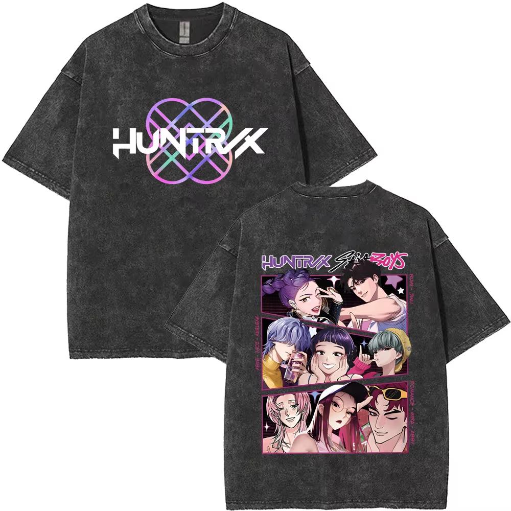 Sprana Koszulka Vintage Filmowa KPop Demon Hunters Kawaii Rumi Mira Zoey Nadruk Koszulki Męskie Damskie Czysta Bawełna Top