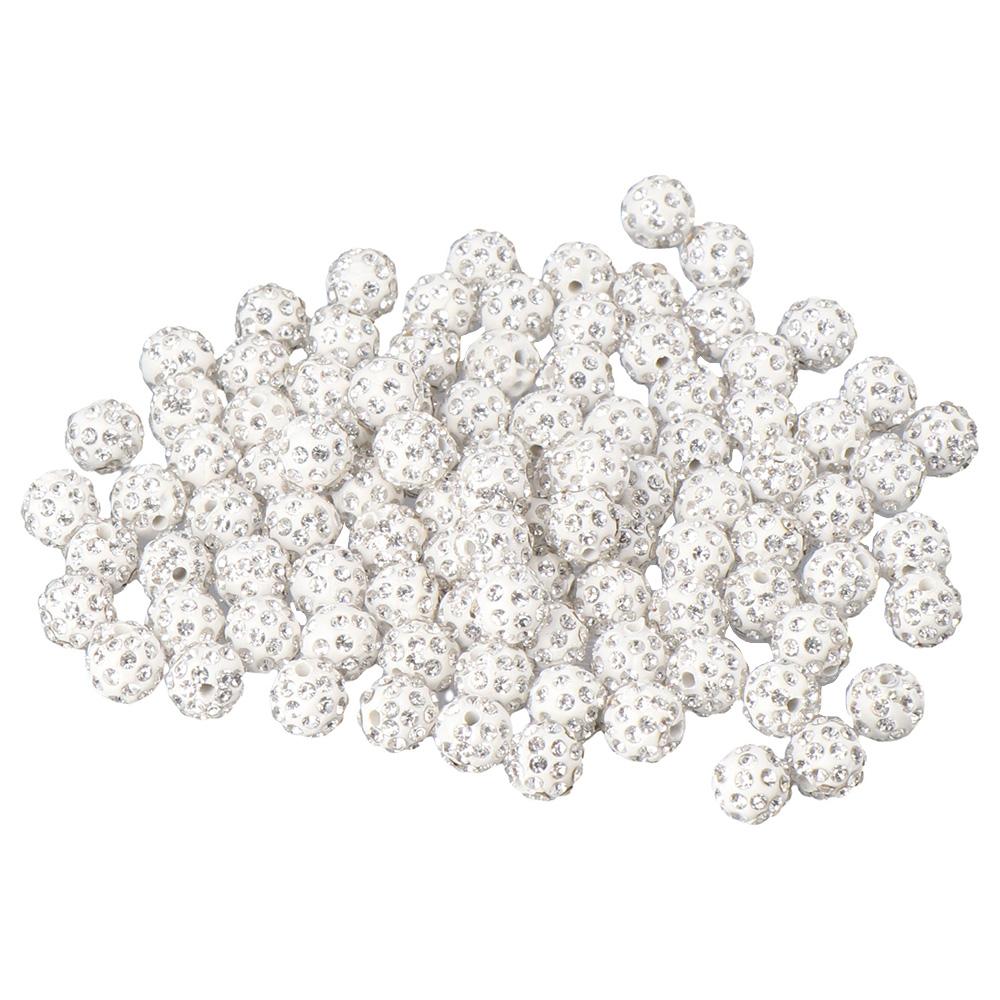 

100pcs White Clay Beads Round Polymer Crystal Beads diy Disco Ball for Jewelry Making