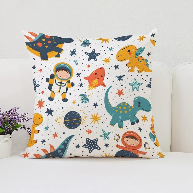 40x40 Cushion Cover Dinosaur Land Pillow Cover Sofa Decoration Children's Room Decorative Pillow Cover Kids Exquisite Gift